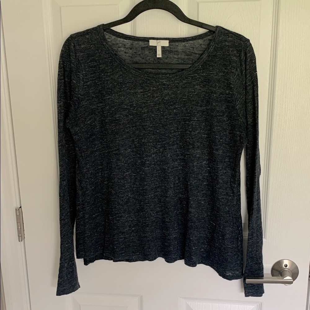 Joie charcoal gray long sleeved linen top size small
